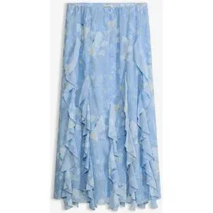 bonprix Maxirock aus leichtem Chiffonblau 52Damen