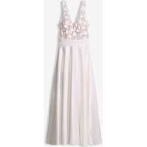 bonprix Brautkleid aus glänzendem Satin mit Blumen-Applikationweiß 40Damen