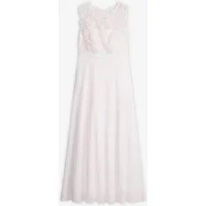 bonprix Abend-Maxikleid mit Spitzeweiß 46Damen