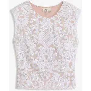 bonprix Pailletten-Topweiß 46Damen
