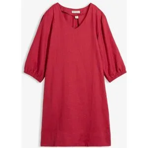 bonprix Kleid aus reinem Leinen, 3/4 Armrot 50Damen
