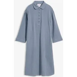 bonprix Hemdblusenkleid aus Musselinblau 42Damen