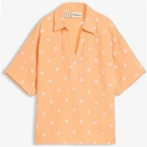 bonprix Weite Kurzarmbluse aus luftigem Musselinorange 44Damen