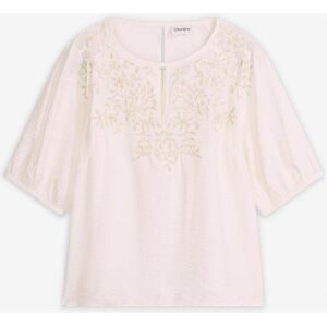 bonprix Tunikabluse mit Stickerei, leicht transparentweiß 50Damen