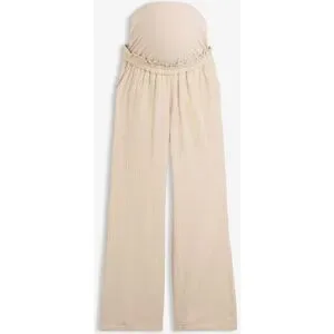 bonprix Umstandshose aus reinem Baumwoll-Musselin, Loose Fitbeige 50Damen