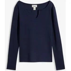 bonprix Kurzes Rippshirt mit reiner Bio-Baumwolleblau 48Damen