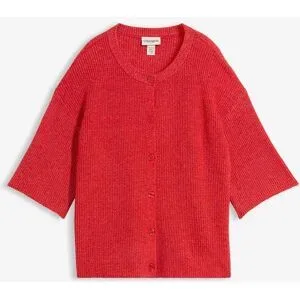 bonprix Lockere Strickjacke aus weichem Woll-Mixrot 52Damen