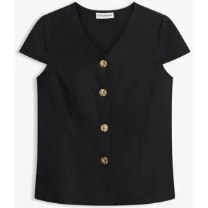 bonprix Kurzarmbluse aus Baumwolleschwarz 54Damen
