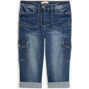 bonprix Cargo Jeans, Mid Waist, Stretchblau 48Damen