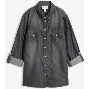 bonprix Jeansbluse aus reiner Bio-Baumwolleschwarz 38Damen