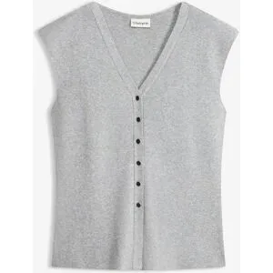bonprix Strick-Weste mit V-Ausschnittgrau 40Damen