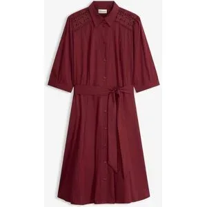 bonprix Popeline Hemdblusenkleid aus Baumwoll-Mixrot 40Damen