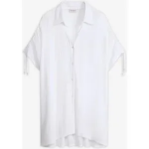 bonprix Oversize Strandbluse aus strukturiertem Crinkleweiß 52Damen