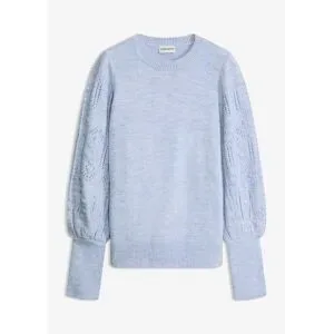 bonprix Strickpullover Ballonärmel mit tollem Ajourmuster und extra breitem Strickbündchen