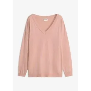bonprix Strickpullover kuschelweiches Material, Oversize-Passform, V-Ausschnitt