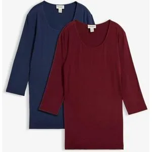 bonprix Shirt doppellagig vorn aus softem Viskose-Mix (2er Pack)blau 36Damen