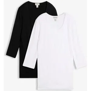 bonprix Shirt doppellagig vorn aus softem Viskose-Mix (2er Pack)schwarz 52Damen