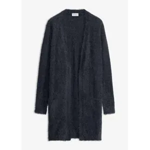 bonprix Longstrickjacke in Flauschoptikschwarz 36Damen