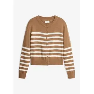 bonprix Verkürzte Strickjacke aus Baumwoll-Mixbraun 36Damen