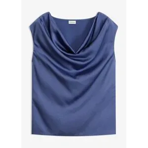 bonprix Blusentop aus fließendem Satinblau 48Damen