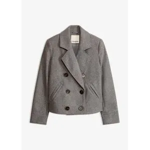 bonprix Kurze Jacke in Wolloptikgrau 38Damen