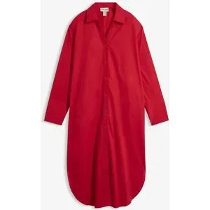 bonprix Hemdblusenkleid aus Baumwollerot 52Damen