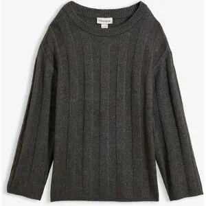 bonprix Oversize-Pullover aus Rippstrickgrau 36Damen