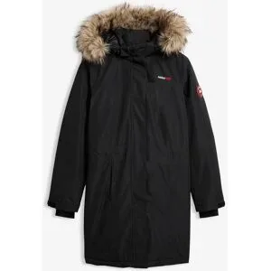 bonprix Wintermantel mit abnehmbarer Kapuze + Fellimitat, mit Innentasche und Kabelführung