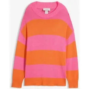 bonprix Strickpullover aus Viskose und Polyamid, ohne Verschluss, gestreiftes Design