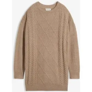 bonprix Strickpullover mit tollem Zopfmuster, lässige Oversized Passform, Melange-Optik