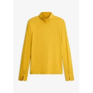 bonprix Rollkragenshirt mit dekorativen Knöpfengelb 48Damen