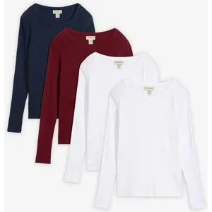 bonprix Rippshirt aus reiner Bio-Baumwolle  (4er Pack)blau 48Damen