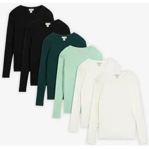 bonprix Rippshirt aus reiner Bio-Baumwolle (6er Pack)schwarz 52Damen