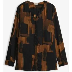 bonprix Chiffon-Longbluse mit Druckbraun 44Damen