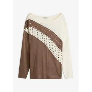 bonprix Longpullover mit Applikationbraun 40Damen