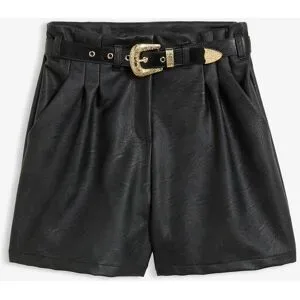 bonprix Lederimitat-Shorts mit Gürtelschwarz 34Damen