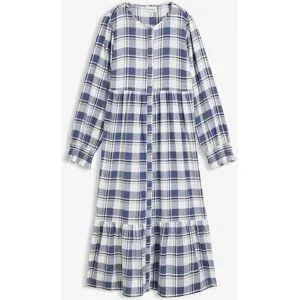 bonprix Flanell-Midikleid aus reiner Baumwolleblau 44Damen