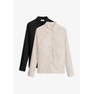 bonprix 2er Pack Hemdblusen mit Baumwolleschwarz 38Damen