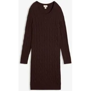 bonprix Strickkleid mit Wolle und Zopfmusterbraun 44Damen