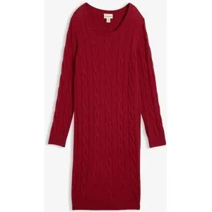 bonprix Strickkleid mit Wolle und Zopfmusterrot 44Damen