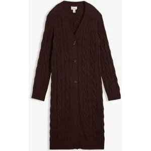 bonprix Longstrickjacke mit weichem Wollanteilbraun 48Damen