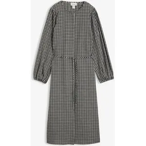 bonprix Kariertes Midikleid mit Bindegürtelweiß 52Damen