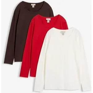 bonprix Langarmshirt aus reiner Bio-Baumwolle (3er Pack)weiß 52Damen