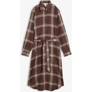 bonprix Flanell-Midikleid aus reiner Baumwollebraun 54Damen