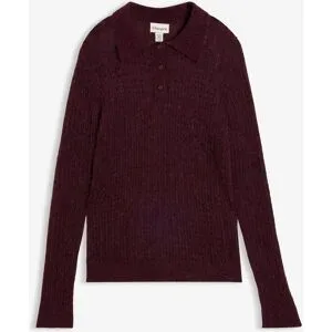 bonprix Polopullover aus weichem Ajour-Strickrot 36Damen
