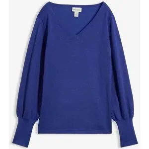 bonprix Strickpullover Viskosemischung, Ballonärmel, V-Ausschnitt