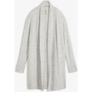 bonprix Longstrickjacke mit Schalkragengrau 40Damen