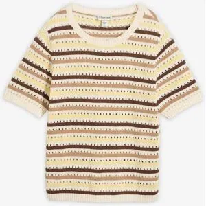 bonprix Ajour-Strickshirt aus Baumwoll-Mixweiß 52Damen