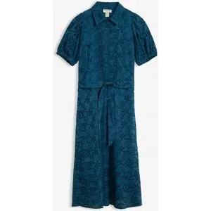 bonprix Lochstickerei-Blusenkleid aus reiner Baumwollepetrol 44Damen