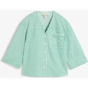 bonprix Gestreifte Bluse aus reiner Baumwollegrün 44Damen